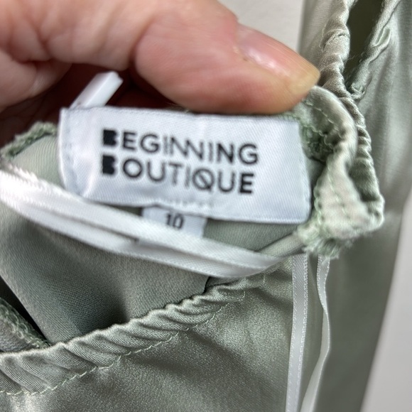 NWT Beginning Boutique cut out maxi dress in Sage. Silky backless strappy sheath - Picture 11 of 15